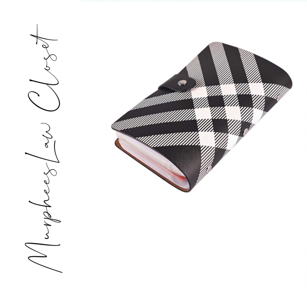 RFID Credit Card/Business Card Holder Organizer (Plaid-Black)
